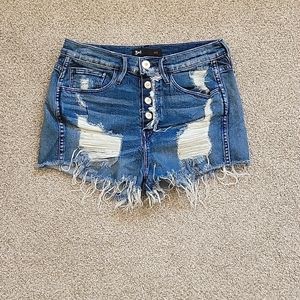 Distressed Denim High Waist Shorts